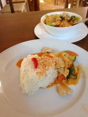 Rotes Thai Curry mit Reis