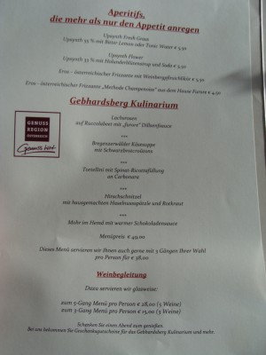 Sicher auch reizvoll: das 5gängige Kulinarium. - Burgrestaurant Gebhardsberg - Bregenz