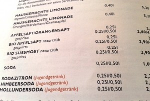 Restaurant Oktogon - Aus der Speise- bzw.Getränkekarte - Cafe-Restaurant Oktogon am Himmel - Wien