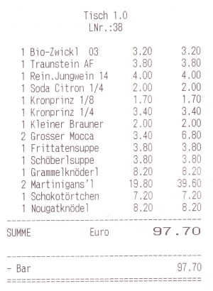 Meixner - Rechnung - Meixner's Gastwirtschaft - Wien