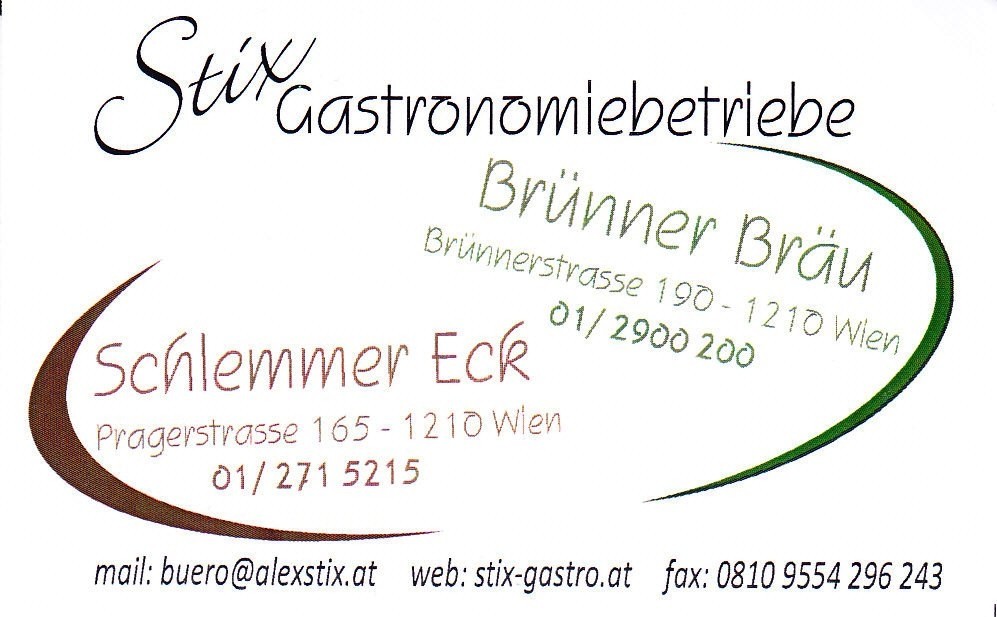Stix Schlemmer Eck Visitenkarte - Schlemmer Eck - Wien