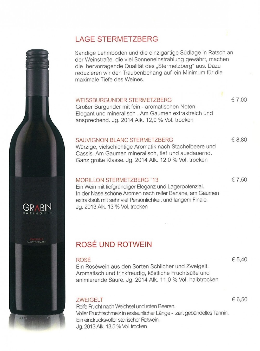 Weingut Buschenschank Grabin - Preisliste für Ab-Hof-Verkauf - Weingut Buschenschank Grabin - Labuttendorf