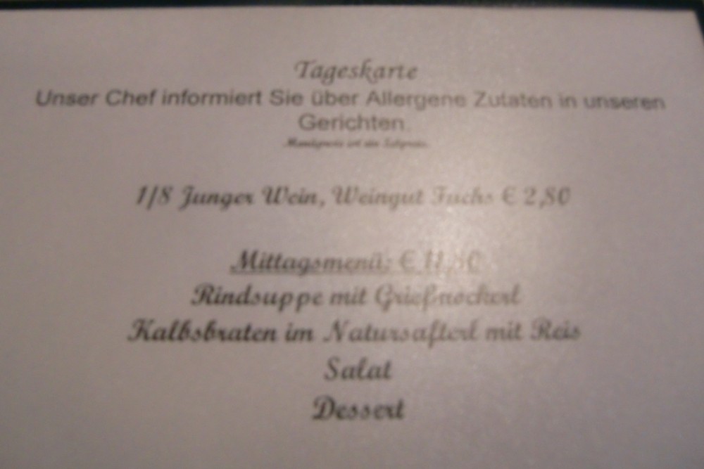 Aus der Speisekarte - Tageskarte - Gasthaus Di Gallo - Graz