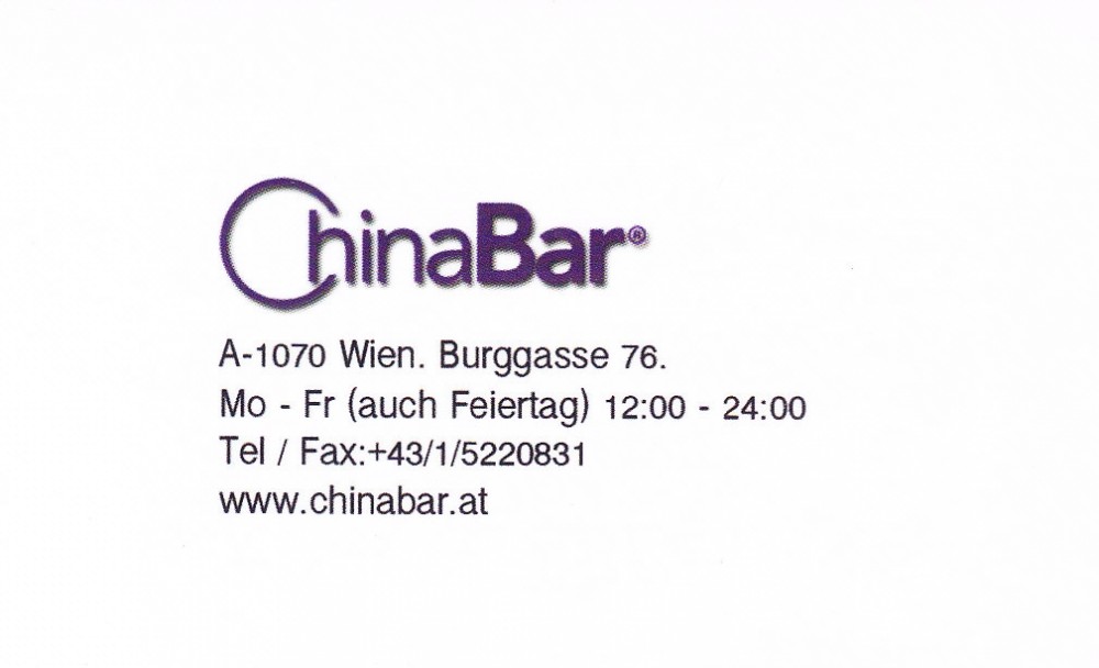 Chinabar Visitenkarte - ChinaBar - Wien