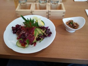 Vorspeise der Gourmetweeks 2015
Thunfisch - Sashimi mit Avocados