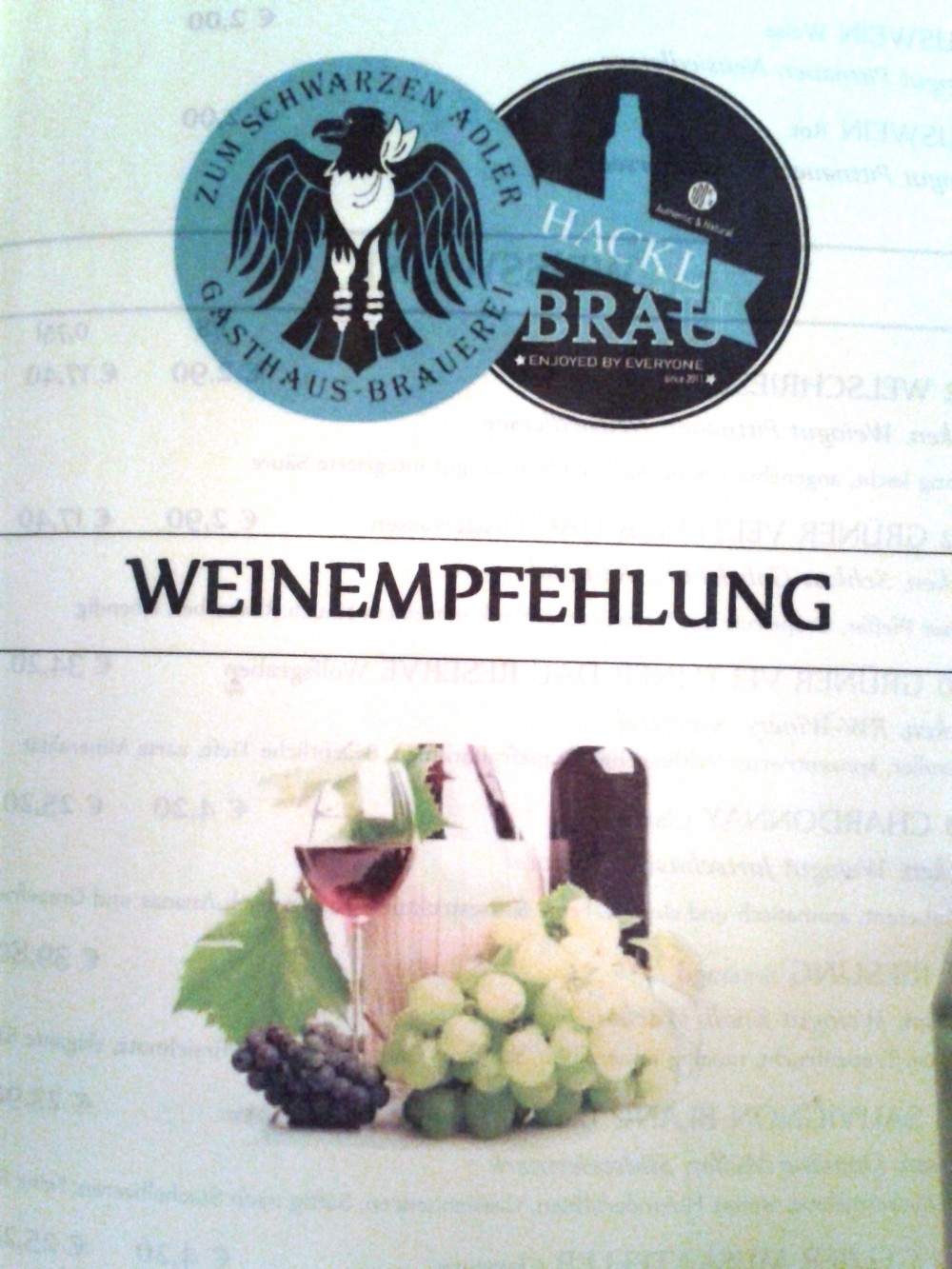 Zum schwarzen Adler - Weinkarte - Gasthaus-Brauerei Zum Schwarzen Adler - Wien