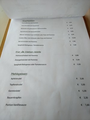 Speisekarte - Teichstüberl - Annaberg
