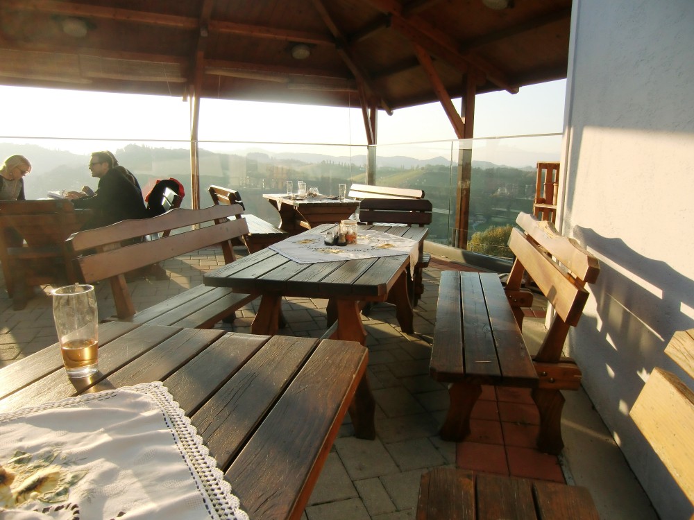 Das Holzgeländer der Terrasse wurde 2015 durch Glas ersetzt - Weinhof Nekrep - Gamlitz