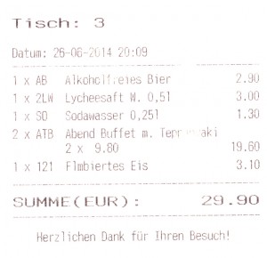 Asia Restaurant ECKE - Rechnung - Ecke - Wien