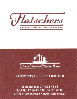 Restaurant Flatschers Visitenkarte