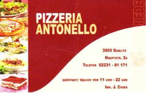 Antonello - Visitenkarte - Pizzeria Antonello - Gablitz