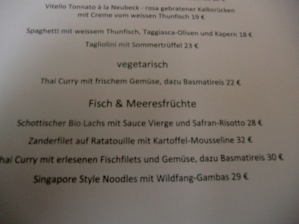 Neubeck - Speisekarte (Fisch & Meeresfrüchte) - Neubeck - Bregenz