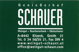 Visitenkarte - Weingut Schauer - Kitzeck im Sausal