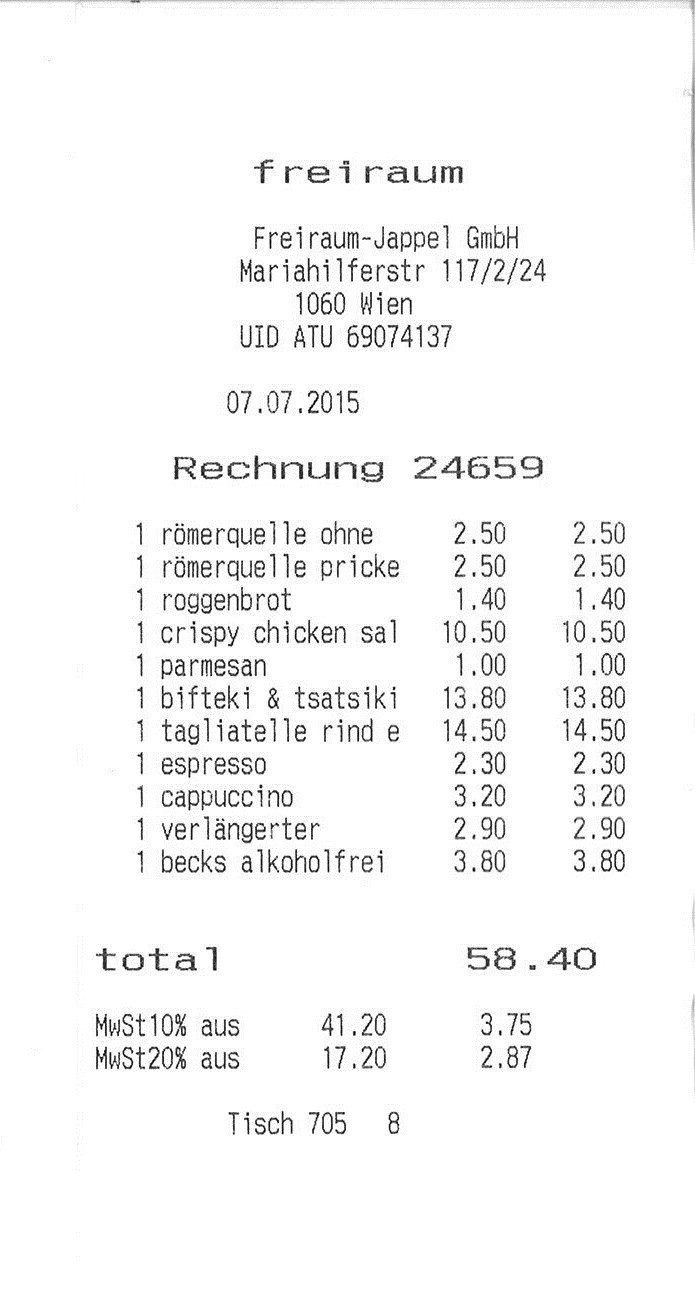 Rechnung - Freiraum - Wien