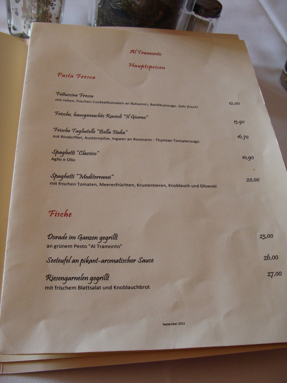 Pasta & Pesce. - Ristorante Al Tramonto - Lochau