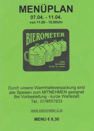 Menü auch zum Mitnehmen - Bierometer 2 - Wien