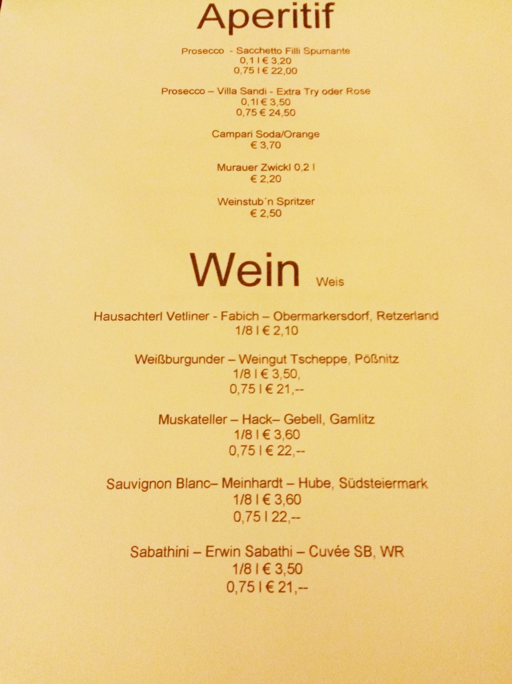 Speisekarte - Ferl's Weinstube by Karli Pichlmaier - Graz