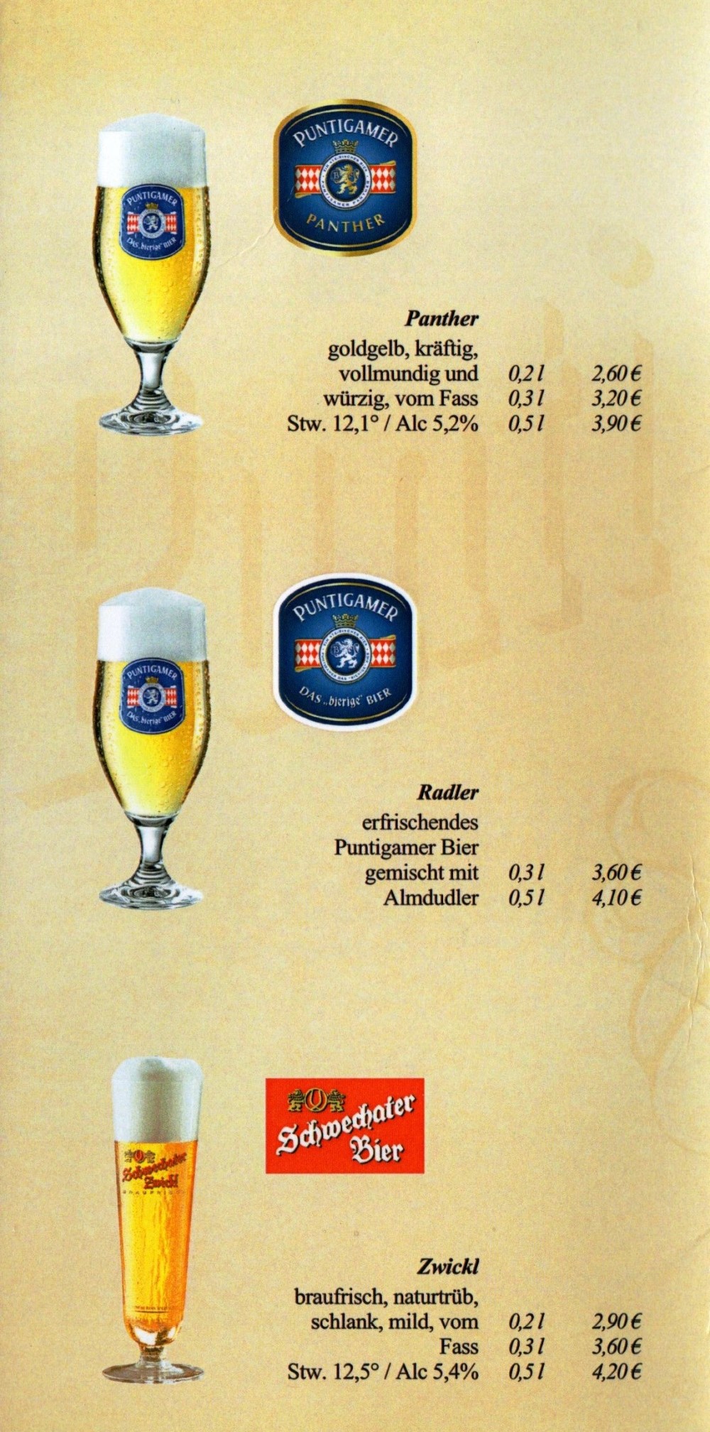 Schwabl-Wirt - Bierkarte Flaschenbiere-02 - Schwabl Wirt - Wien