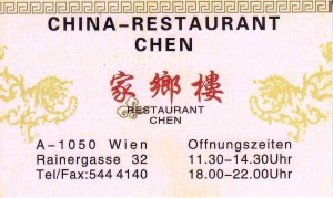 China Restaurant Chen - Visitenkarte