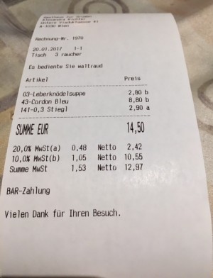 Die Rechnung, sehr günstig - Gruabn - Wien
