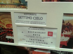 Settimo Cielo - Information bereits im Aufzug - Ristorante Settimo Cielo - Wien
