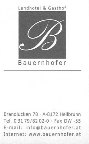 Visitenkarte - Bauernhofer - Gasthof & Landhotel - Brandlucken