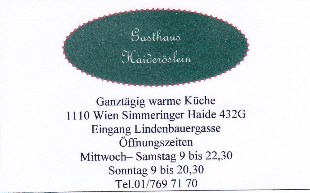 Haideröslein Visitenkarte - Haideröslein - Wien