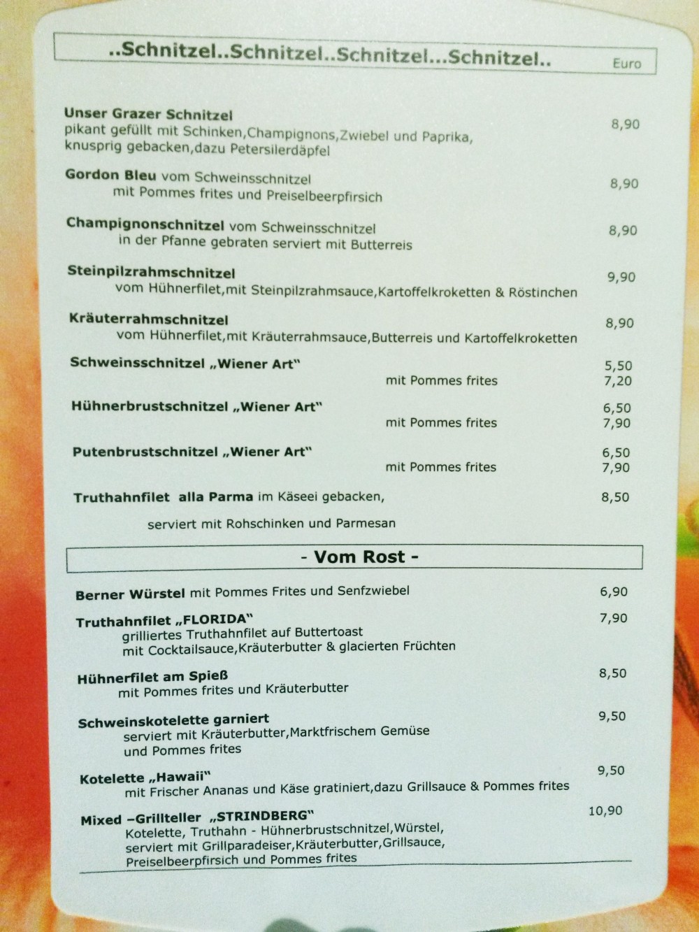 Speisekarte - Cafe & Restaurant Strindberg - Graz
