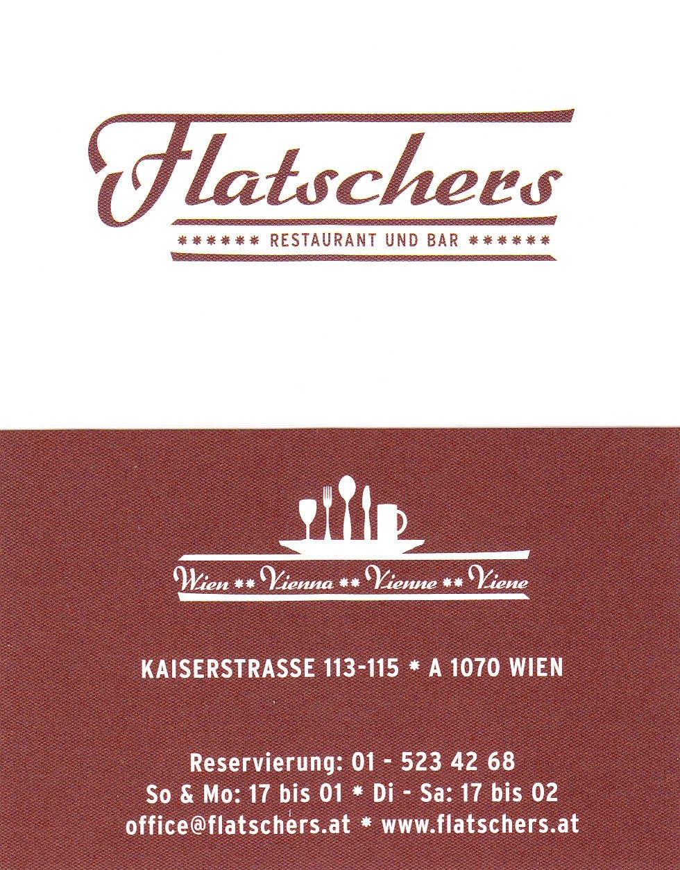 Restaurant Flatschers Visitenkarte - Flatschers - Wien