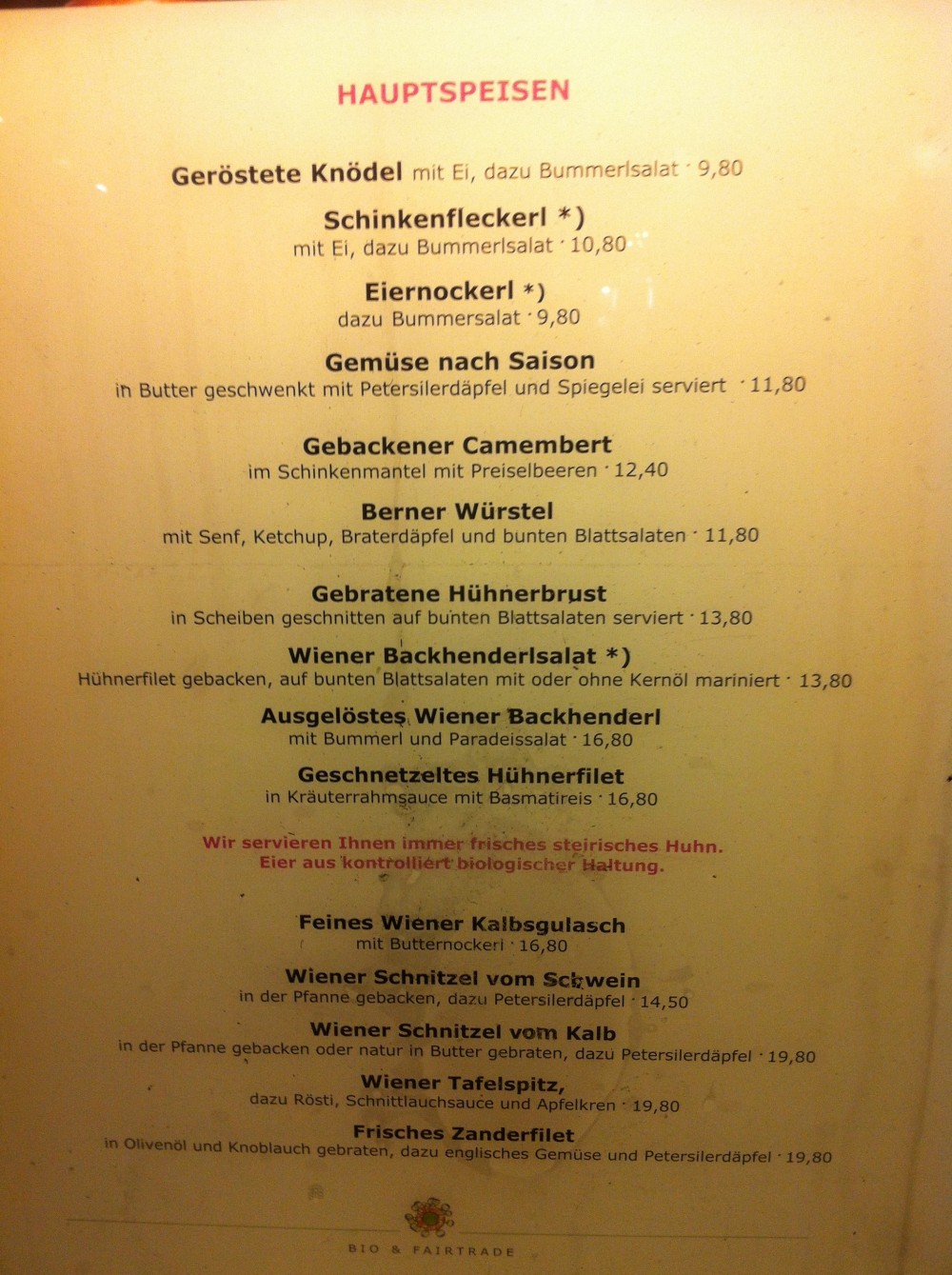 Speisekarte - Cafe-Restaurant Weimar - Wien