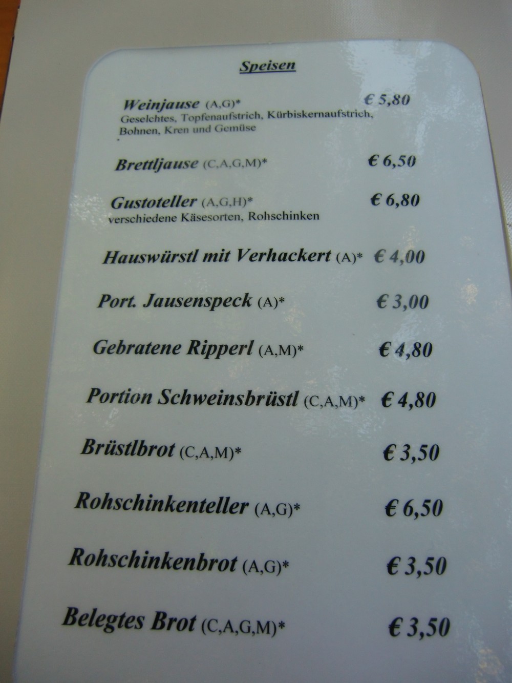 Speisekarte - Weingut Buschenschank Assigal - Leibnitz