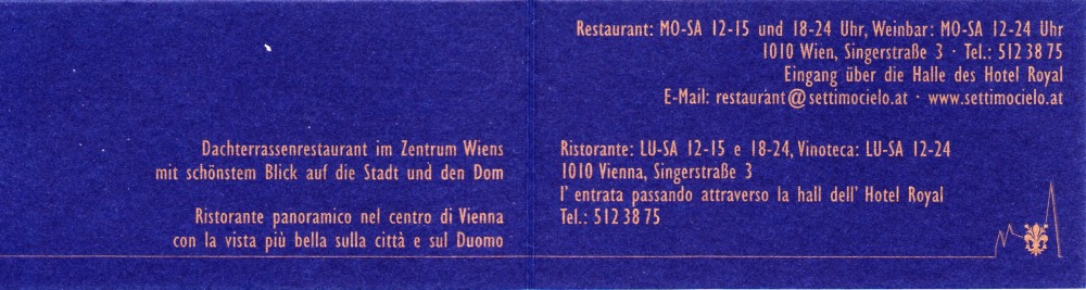 Settimo Cielo - Visitenkarte - Ristorante Settimo Cielo - Wien