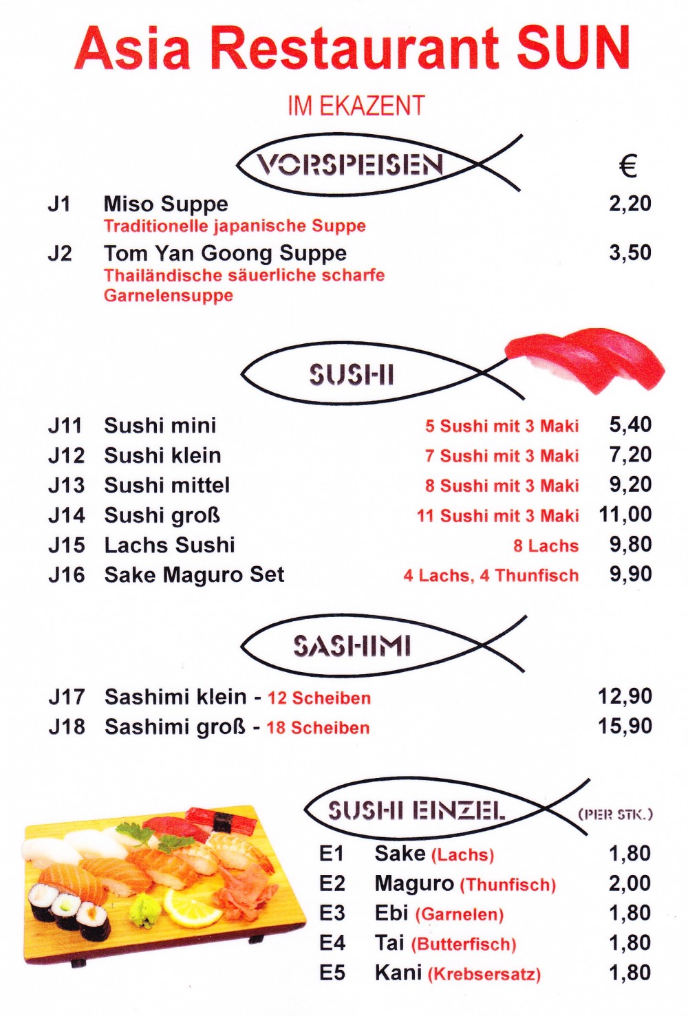 Asia Restaurant Sun Sushi-Maki-Karte Seite 1 - Asia-Restaurant Sun - Wien
