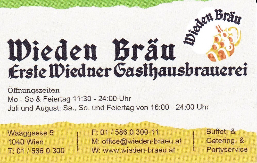 Wieden Bräu Visitenkarte - Wieden Bräu - Wien