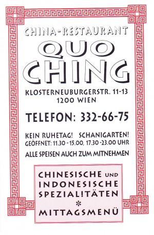 China Restaurant Quo Ching Visitenkarte