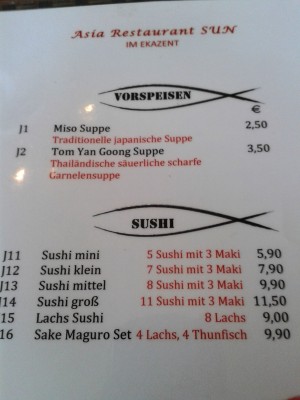 Asia Sun - Sushi & Vorspeisen - Asia-Restaurant Sun - Wien