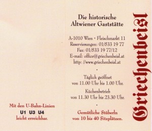 Griechenbeisl - Visitenkarte-02 - Griechenbeisl - Wien