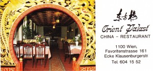 China Restaurant Orient Palast Visitenkarte