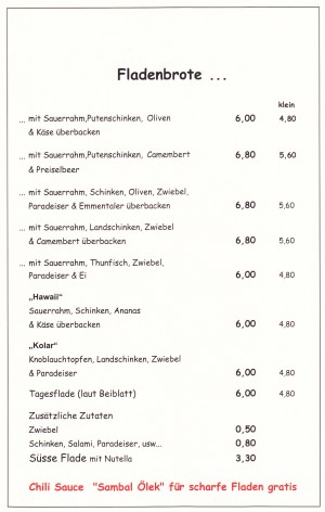 Kolar Speisekarte Seite 4 - Fladerei - Wien
