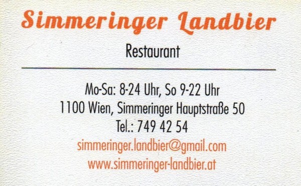 Simmeringer Landbier - Visitenkarte - Simmeringer Landbier - Wien