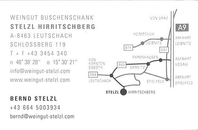 Visitenkarte - Stelzl Hirritschberg - Leutschach