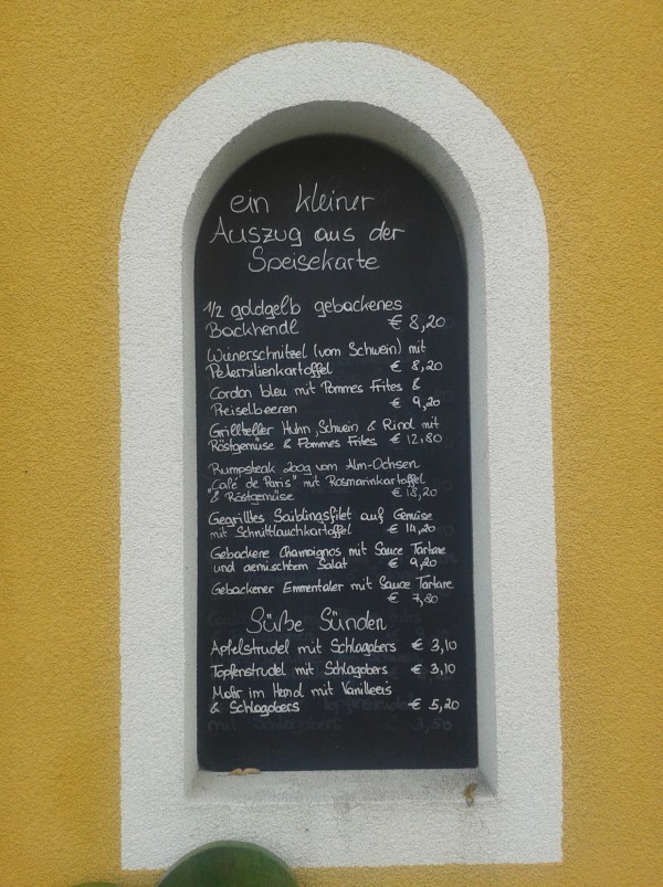 Auszug aus der Speisekarte - Wirtshaus im Moserhof - Leutschach