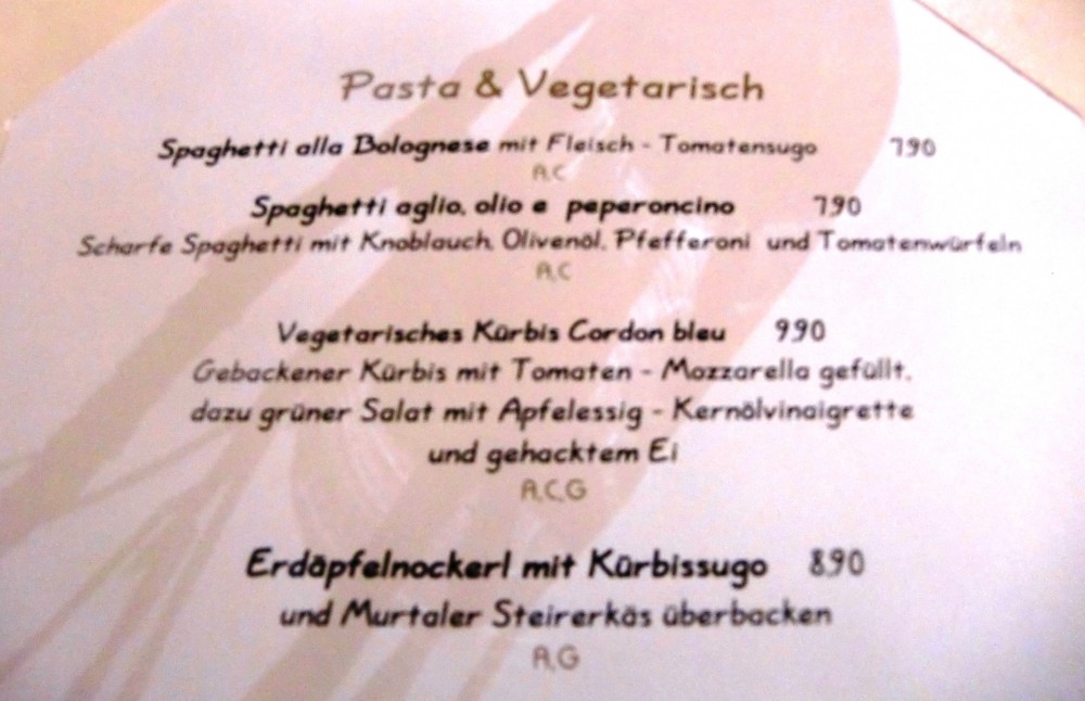Speisekarte - Pasta und Vegetarisch - Fischerwirt - Gratwein
