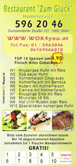 Zum Glück Speisekarte Seite 1 - China-Restaurant zum Glück - Wien