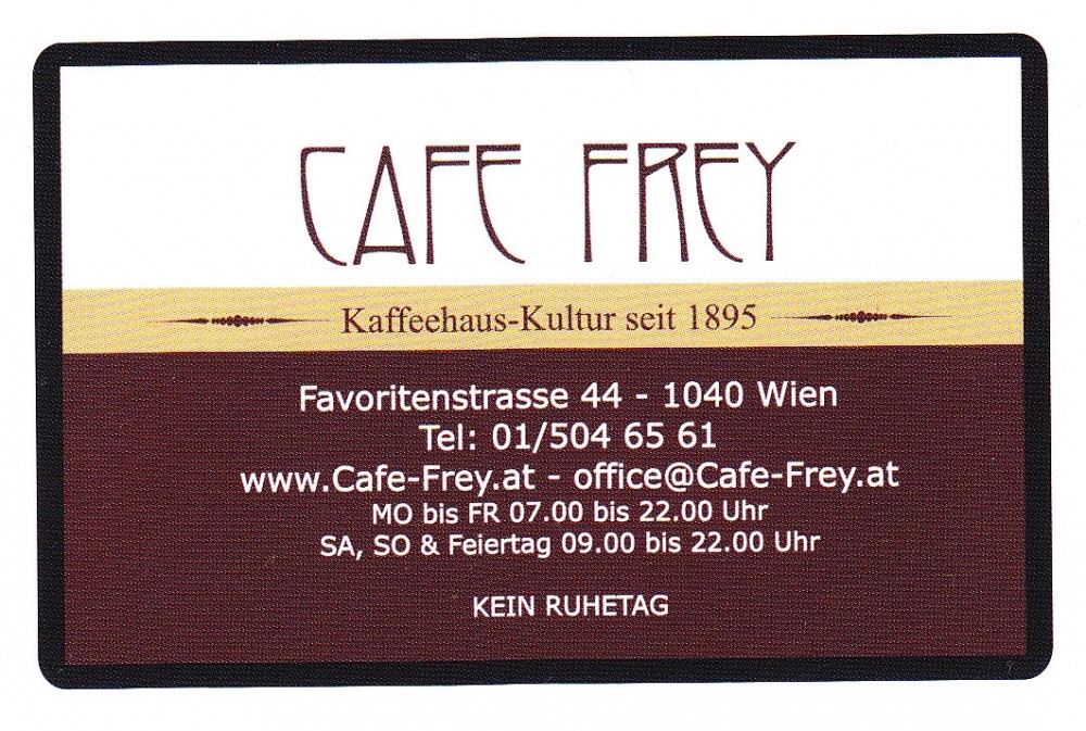 Cafe-Restaurant Frey Visitenkarte - Cafe Frey - Wien