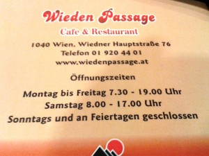 Café Wieden Passage - Öffnungszeiten und Kontakt - Wieden Passage - Wien