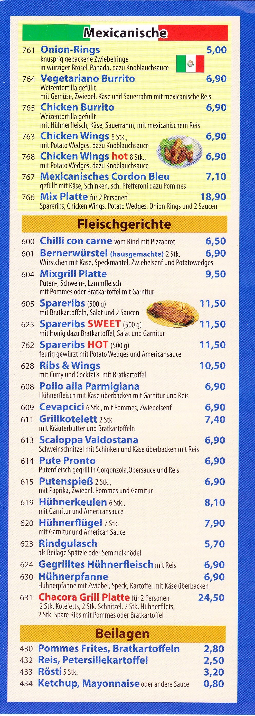 Chacora Flyer Seite 4 - Pizzeria-Ristorante Chacora - Wien