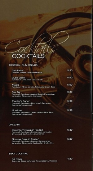 Snacks- und Getränkekarte / Cocktails III - b-quem - Lang