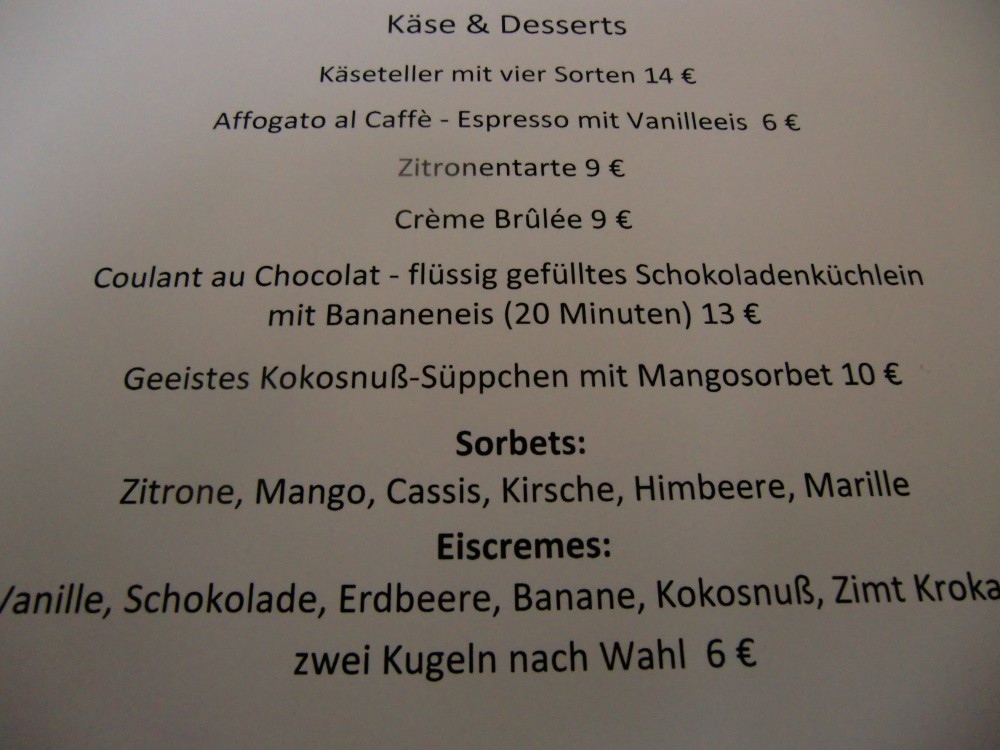 Neubeck - Speisekarte (Desserts) - Neubeck - Bregenz
