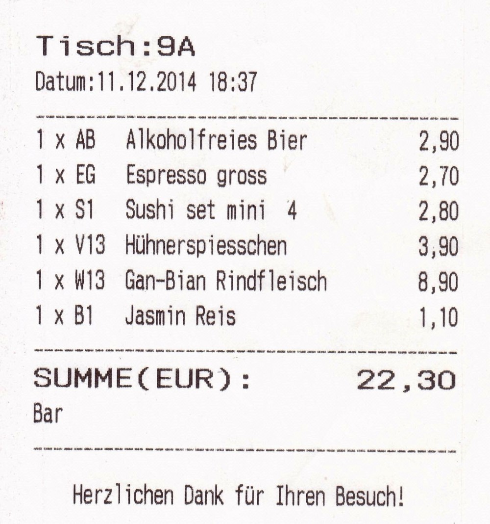Mishi - Rechnung-01 - Mishi Asia Restaurant - Wien